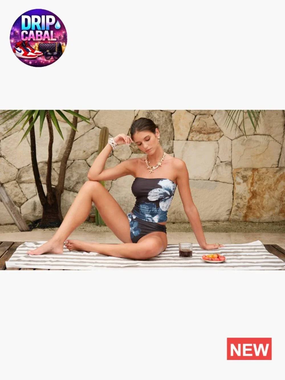 Floral Bandeau Tankini Set with Tummy Control High Cut Thong Bottom